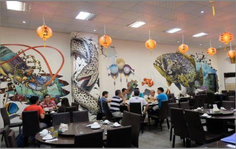 扬州海鲜餐厅墙体彩绘